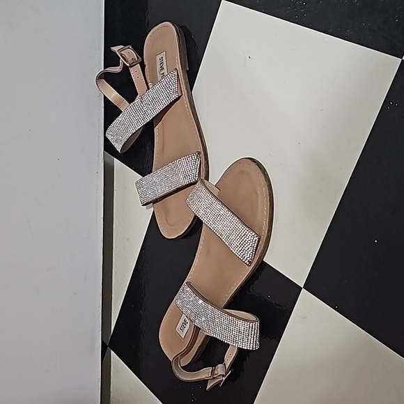 Steve Madden Marisa Rhinestone Sandals 7.5 Shoes Wedding Leather Great condition - Picture 2 of 4